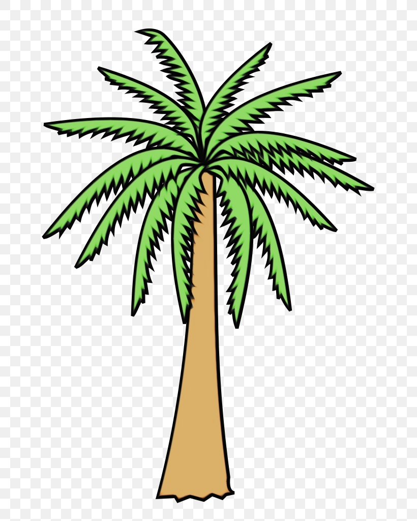 Palm Tree, PNG, 717x1024px, Watercolor, Arecales, Green, Leaf, Paint Download Free