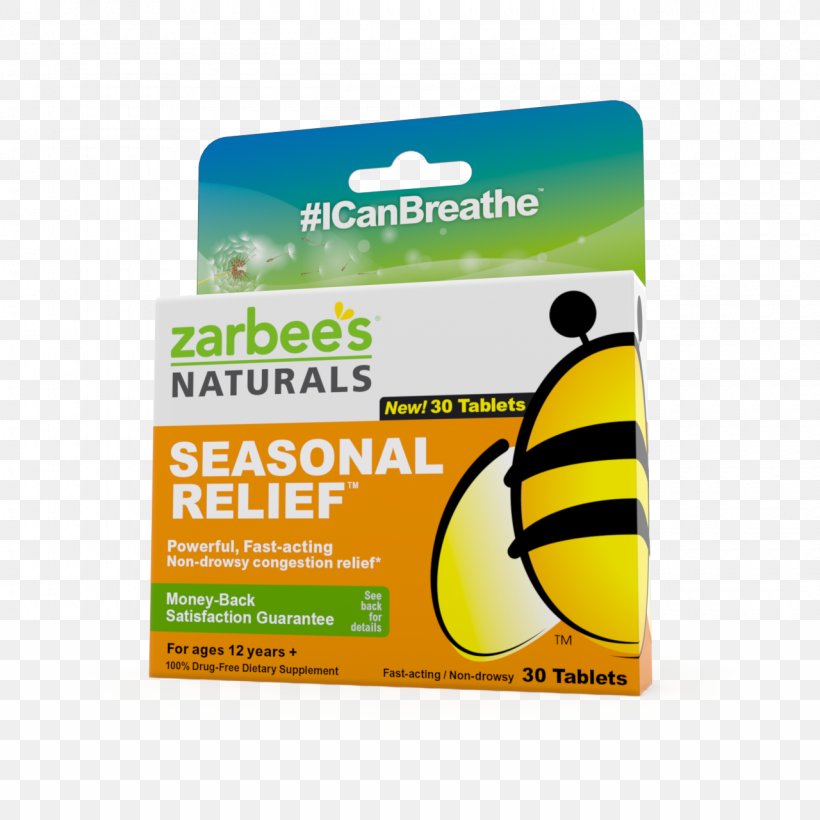 Zarbee's Naturals Seasonal Relief Product Nasal Congestion Tablet Allergy, PNG, 1280x1280px, Nasal Congestion, Allergy, Somnolence, Tablet, Yellow Download Free