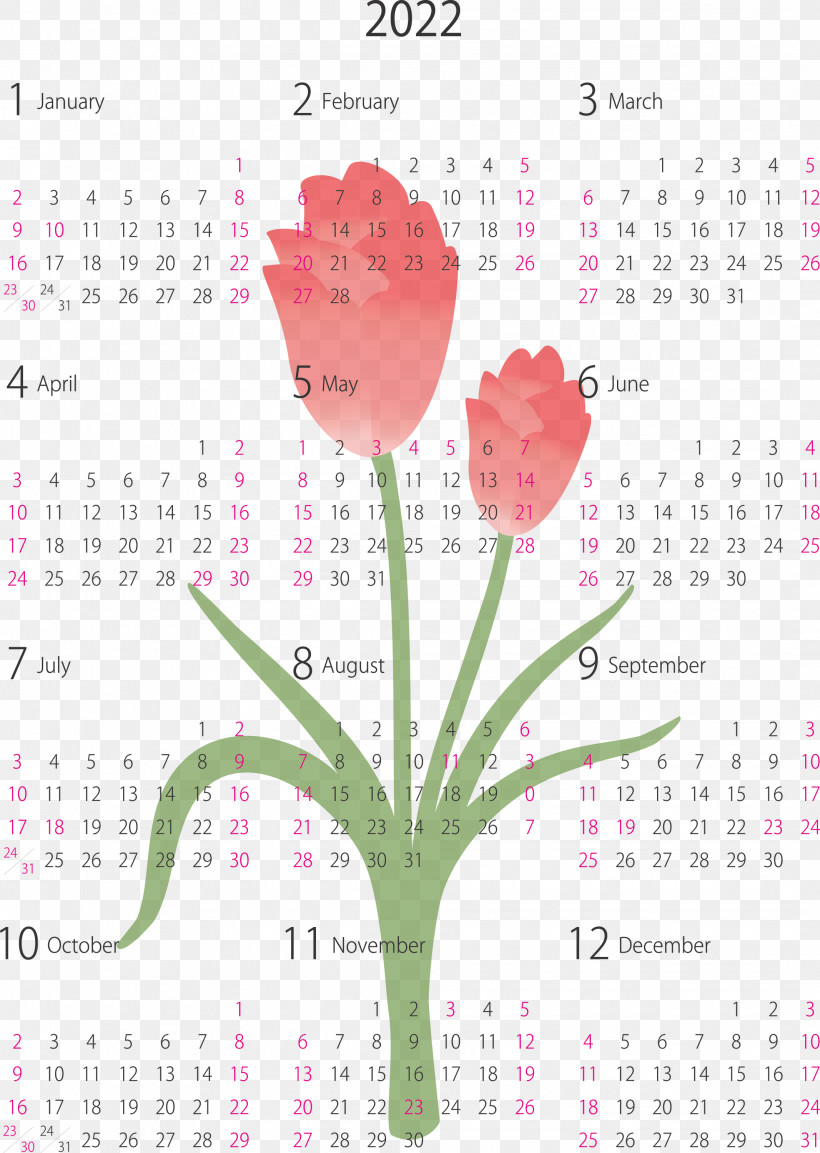 2022 Yearly Canlendar Printable 2022 Yearly Canlendar, PNG, 2133x3000px, Floral Design, Biology, Calendar System, Flower, Meter Download Free