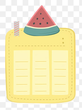 Planner - Watermelon Slice On Yellow Paper PNG