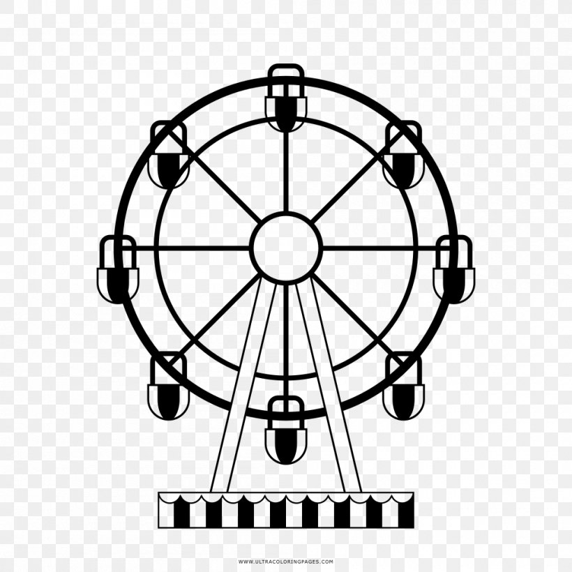 Ferris Wheel Coloring Book Drawing London Eye, PNG, 1000x1000px, Ferris Wheel, Amusement Park, Area, Ausmalbild, Black And White Download Free