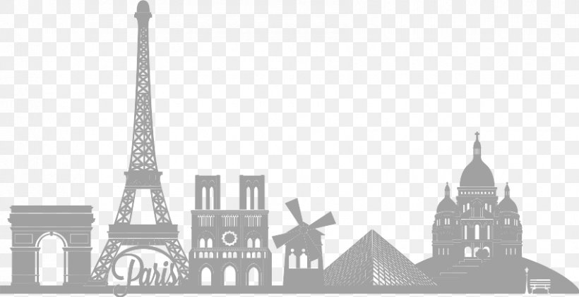 Wandtattoo Paris Skyline 2 Wall Decal Interior Design Services, PNG, 850x438px, Skyline, Bathroom, Bedroom, Black And White, Building Download Free