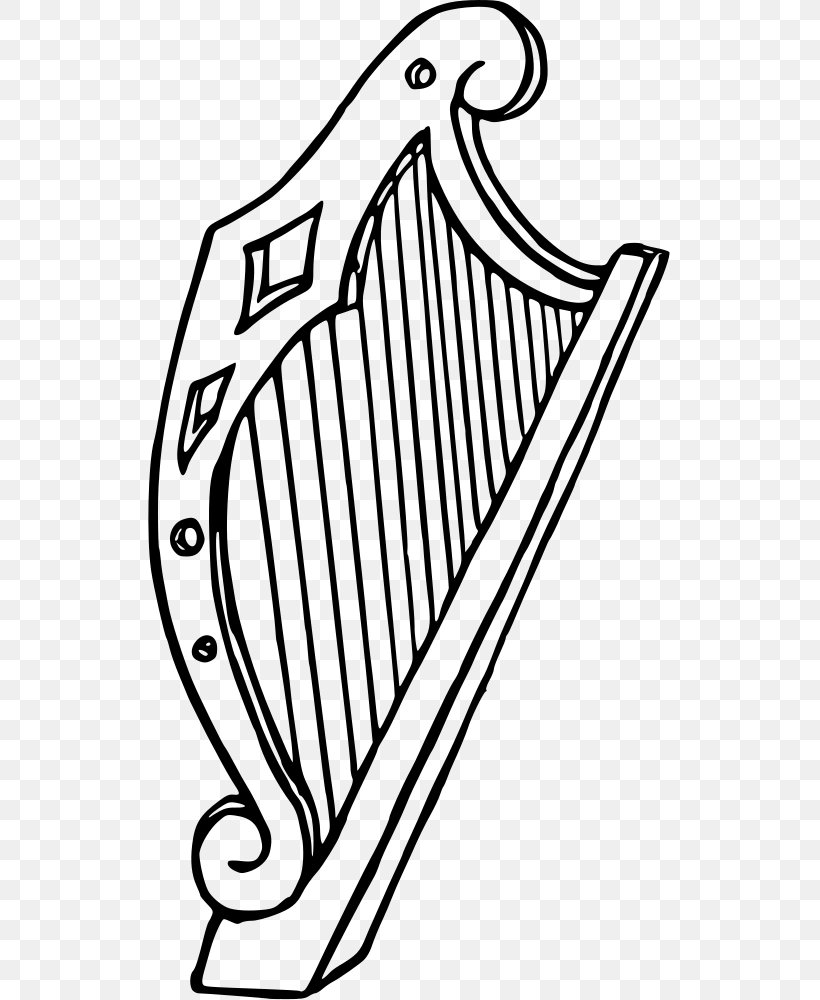 Celtic Harp Clip Art, PNG, 523x1000px, Harp, Area, Black, Black And White, Celtic Harp Download Free