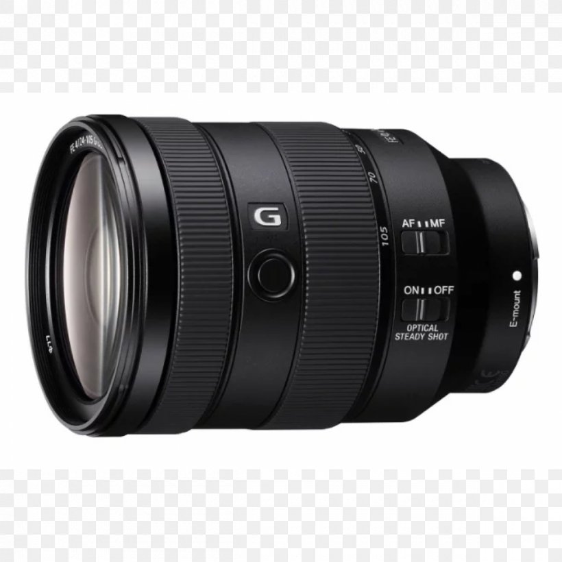 Sony FE 24-105mm F4 G OSS Camera Lens Sony E-mount Zoom Lens, PNG, 1200x1200px, Sony Fe 24105mm F4 G Oss, Aperture, Camera, Camera Accessory, Camera Lens Download Free