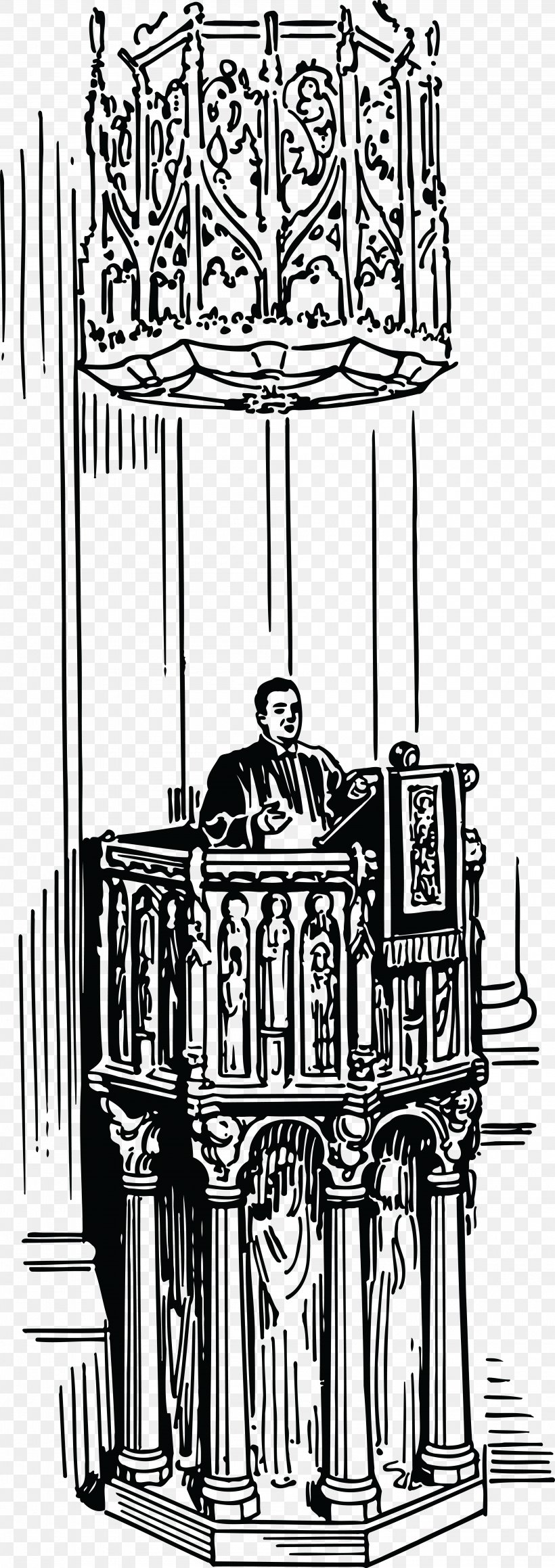 Bible Clip Art Preacher Pulpit Clergy, PNG, 4000x11308px, Bible, Arch, Black And White, Christian Church, Christianity Download Free