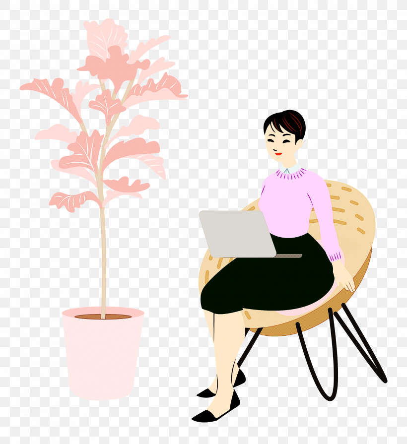 Alone Time Lady Computer, PNG, 2289x2500px, Alone Time, Behavior, Cartoon, Chair, Computer Download Free