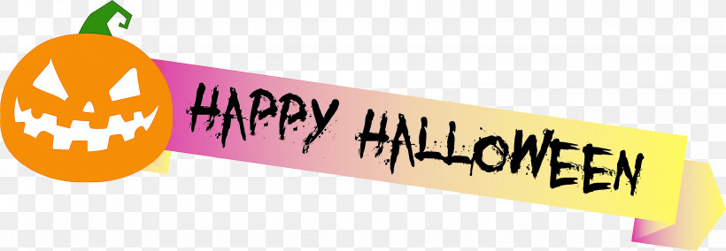 Happy Halloween Banner, PNG, 2999x1039px, Happy Halloween Banner, Banner, Logo, Meter, Yellow Download Free