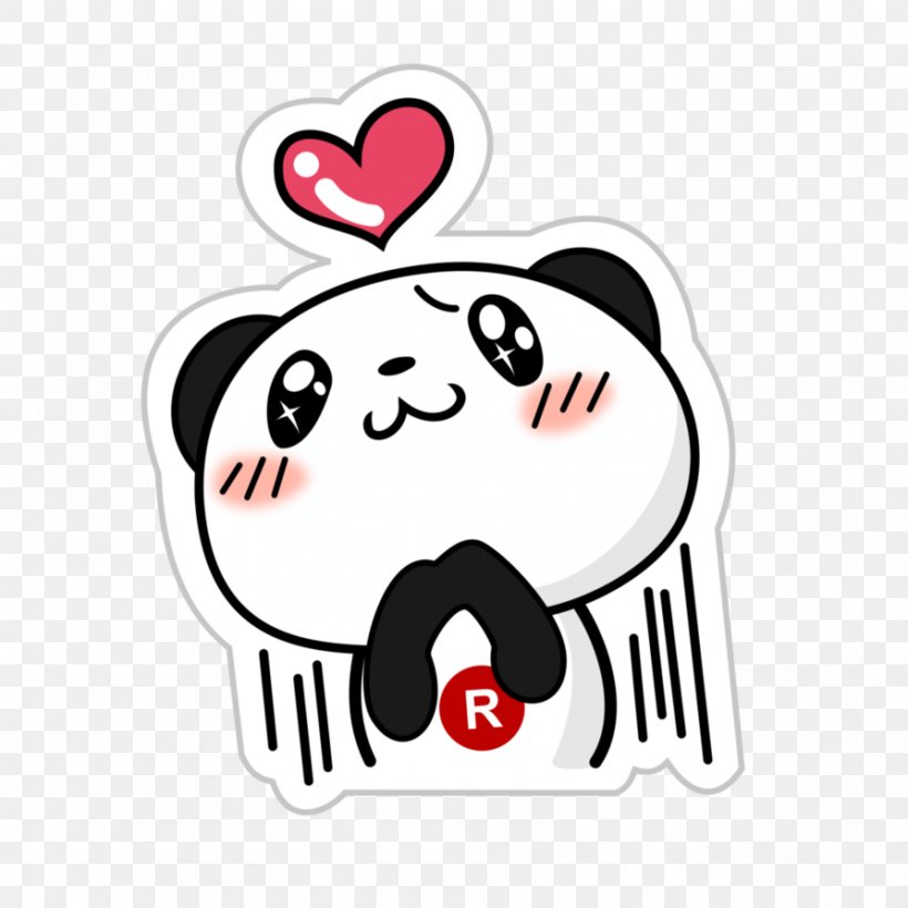 Giant Panda Sticker Rakuten Wall Decal Telegram, PNG, 894x894px, Watercolor, Cartoon, Flower, Frame, Heart Download Free