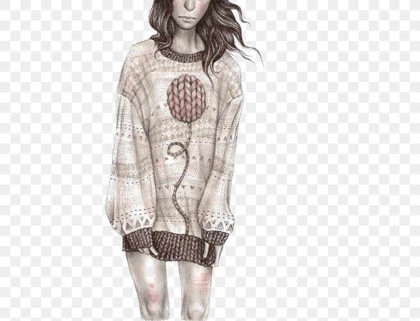 Drawing Sweater Art Illustration, PNG, 500x626px, Watercolor, Cartoon, Flower, Frame, Heart Download Free