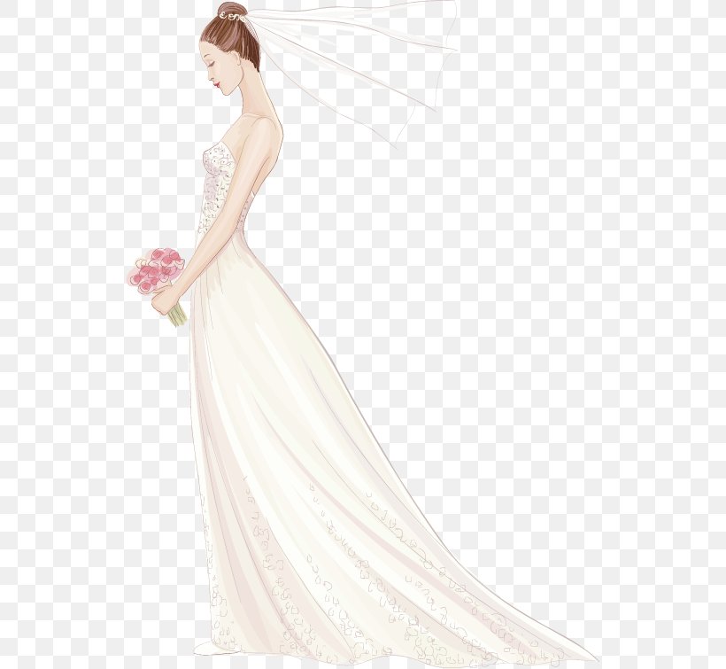 Contemporary Western Wedding Dress Bride Wedding Invitation, PNG, 535x755px, Watercolor, Cartoon, Flower, Frame, Heart Download Free
