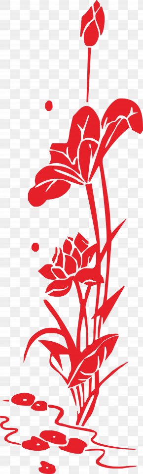 Chinese Traditional Lotus Material - Papercutting Nelumbo Nucifera Clip Art PNG