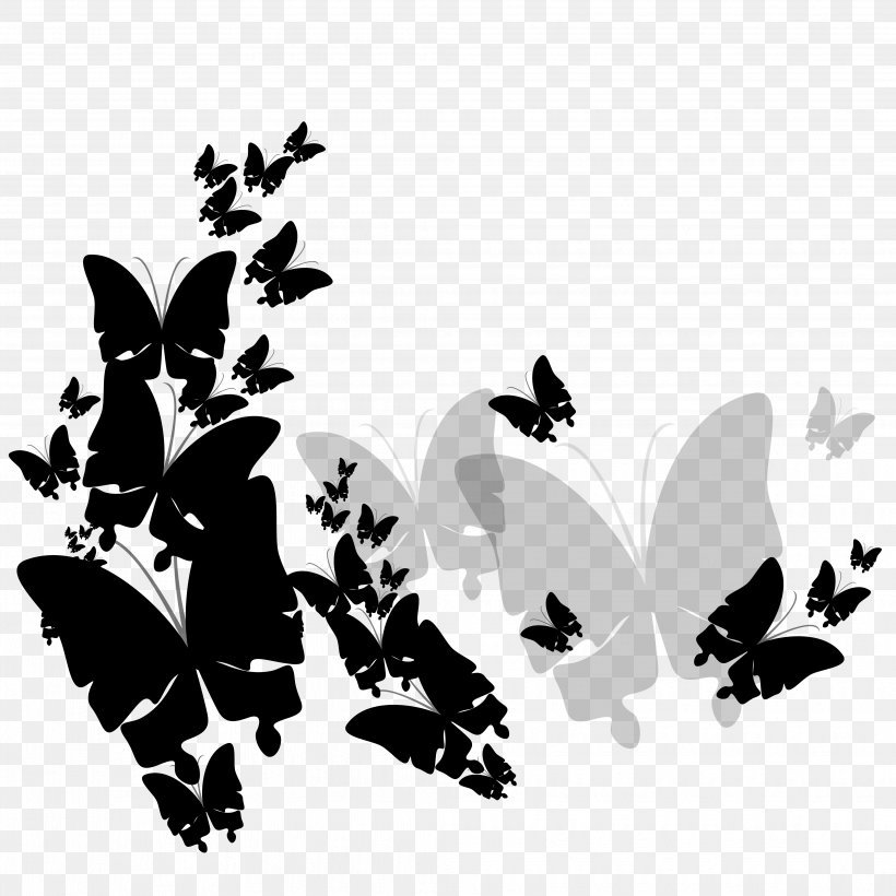 Black & White, PNG, 4134x4134px, Black White M, Blackandwhite, Butterfly, Computer, Insect Download Free