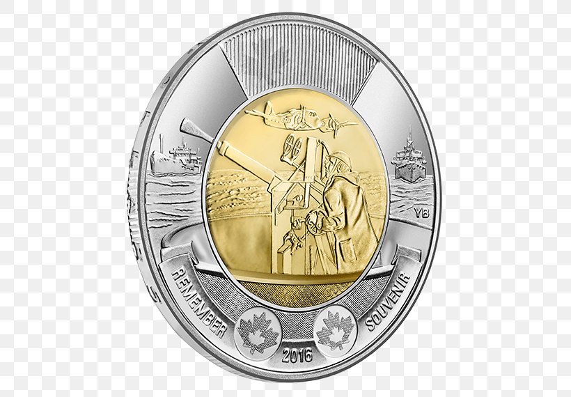 Coin Toonie Canada Battle Of The Atlantic Royal Canadian Mint, PNG, 570x570px, Coin, Alhambra, Anniversary, Battle Of The Atlantic, Canada Download Free
