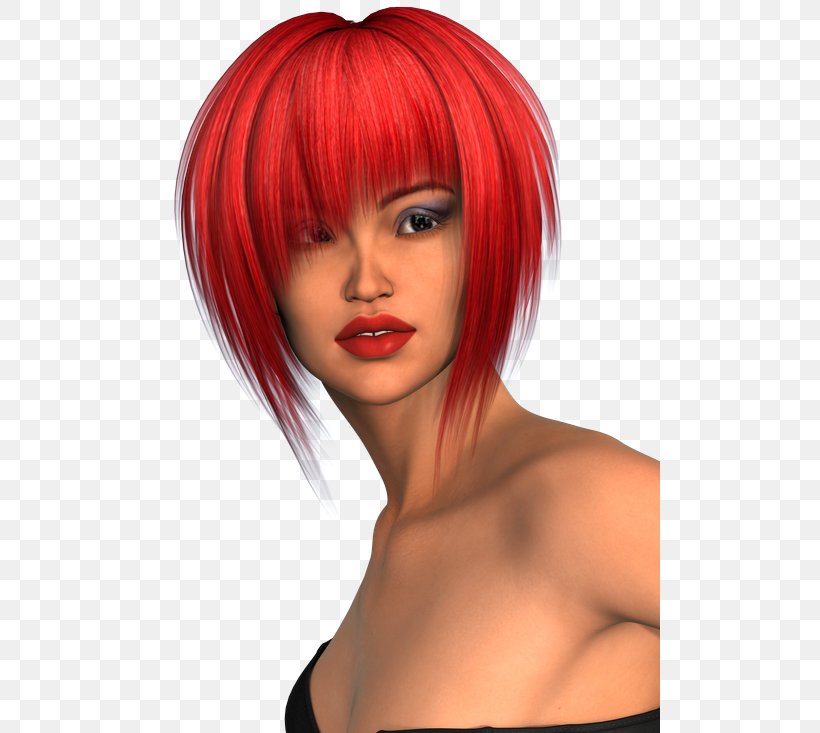 Red Hair Hair Coloring Black Hair Brown Hair, PNG, 500x733px, Red Hair, Asymmetric Cut, Bangs, Black, Black Hair Download Free