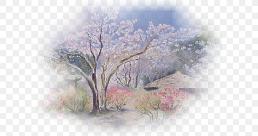 Japanese Garden Drawing Landscape Painting, PNG, 592x434px, Japan, Art, Blossom, Branch, Cherry Blossom Download Free