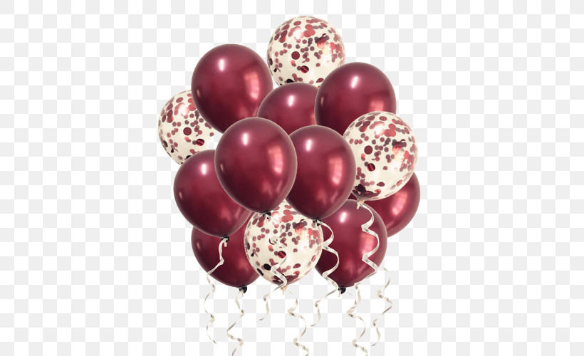 Happy Birthday Balloons, PNG, 500x500px, Balloon, Birthday, Burgundy, Confetti, Gold Download Free