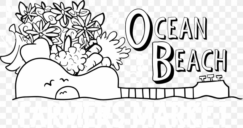 Line Art Drawing Illustration Graphics Ocean Beach Main Street Association, PNG, 1200x632px, Line Art, Area, Art, Artwork, Black Download Free