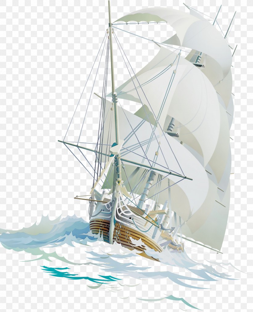 Sail Ship Caravel Brigantine Full-rigged Ship, PNG, 2438x3000px, Watercolor, Barque, Brig, Brigantine, Caravel Download Free