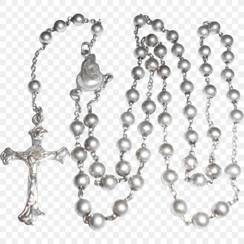 Pearl Rosary Christianity Sterling Silver Bead, PNG, 882x882px, Pearl, Bead, Body Jewelry, Chain, Christian Cross Download Free