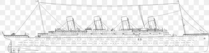Sail RMS Titanic Plan Ship Brigantine, PNG, 1989x507px, Sail, Architecture, Black And White, Boat, Brigantine Download Free