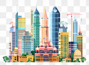 Bangalore City Skyline - Colorful Modern Cityscape With Skyscrapers PNG