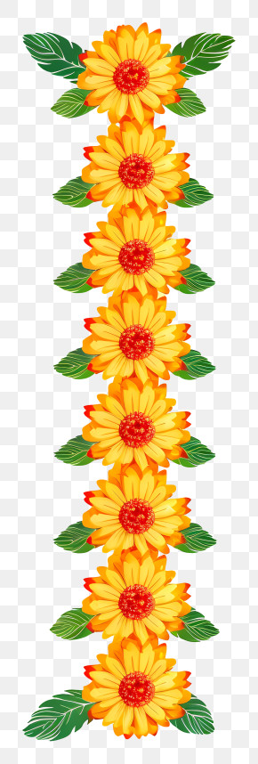 Marigold Garland - Vertical Sunflower Garland PNG