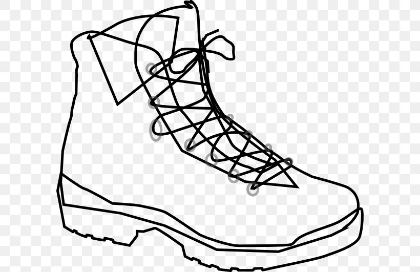 Hiking Boot Cowboy Boot Clip Art, PNG, 600x531px, Hiking Boot, Area, Black, Black And White, Boot Download Free