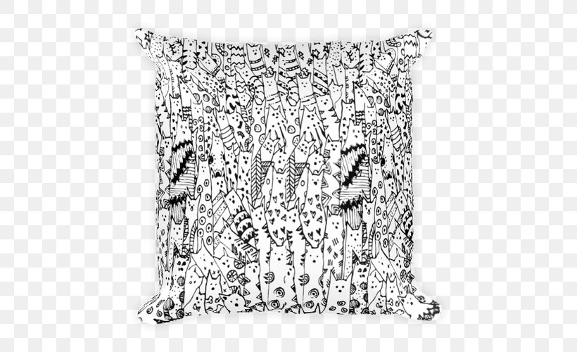 Throw Pillows Cushion T-shirt, PNG, 500x500px, Pillow, Art, Black And White, Cushion, Doodle Download Free
