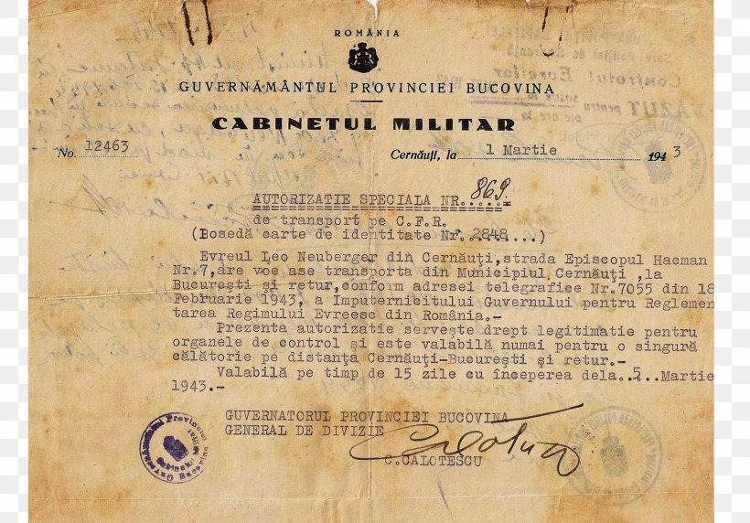 Travel Document Second World War Romania The Holocaust, PNG, 1517x1060px, Document, Ausweis, Border, Holocaust, Letter Download Free