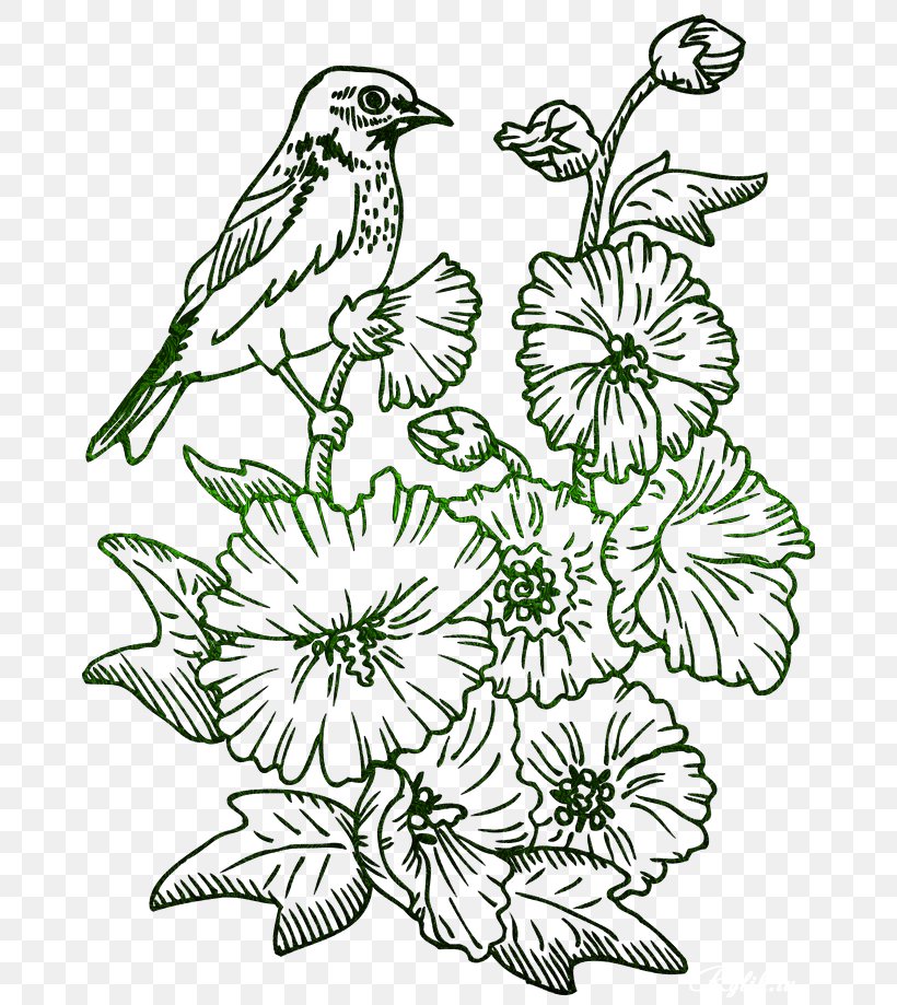 Flower Plant Stem Floral Design Drawing, PNG, 670x919px, Flower, Art, Beak, Bird, Black And White Download Free