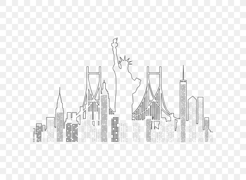 New York City Skyline Architecture Silhouette, PNG, 600x600px, New York City, Architecture, Black And White, City, Diagram Download Free