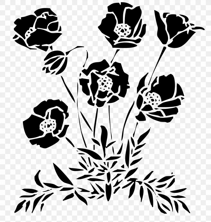 Stencil Flower Silhouette Pattern, PNG, 1327x1400px, Stencil, Art, Black, Black And White, Character Download Free