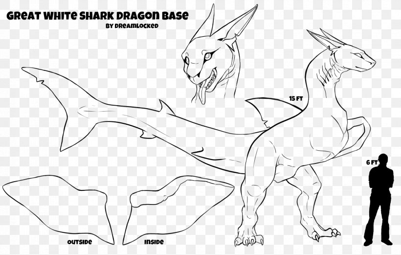 Shark Template Drawing Art Dragon, PNG, 1650x1050px, Shark, Animal Figure, Art, Artwork, Black And White Download Free
