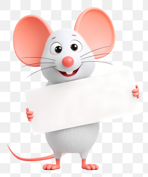 Mouse Holding White Board - Mouse Holding Blank Sign PNG