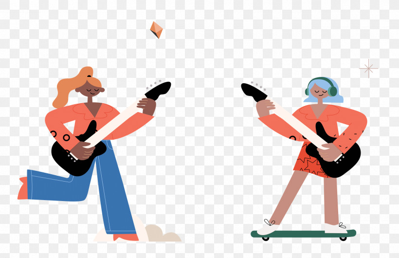 Guitar Music Girl, PNG, 2500x1617px, Guitar, Behavior, Cartoon, Exercise, Exercise Equipment Download Free