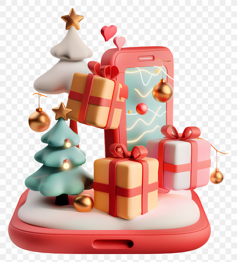 Mobile Shopping - Christmas Decorations And Gifts On Mobile Phone PNG