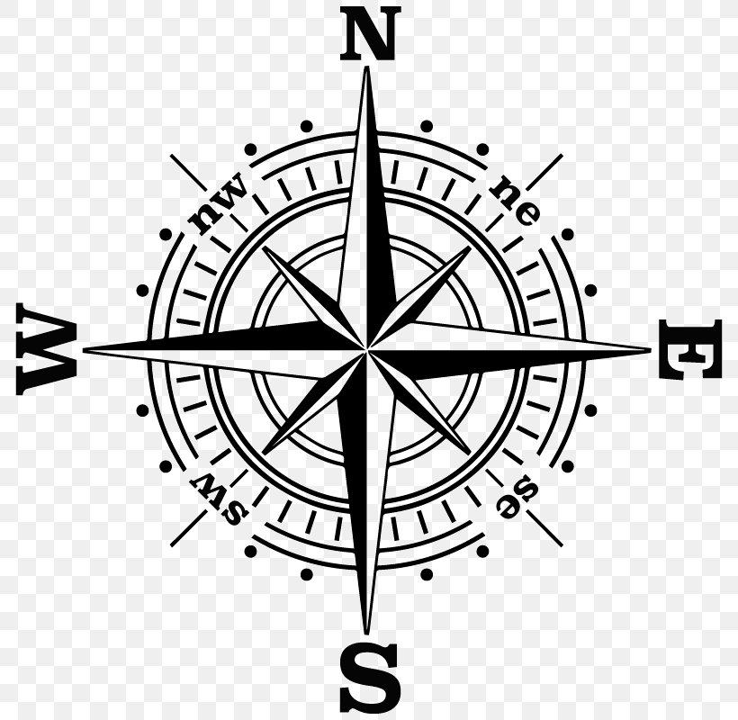 Compass, PNG, 800x800px, Compass, Area, Black And White