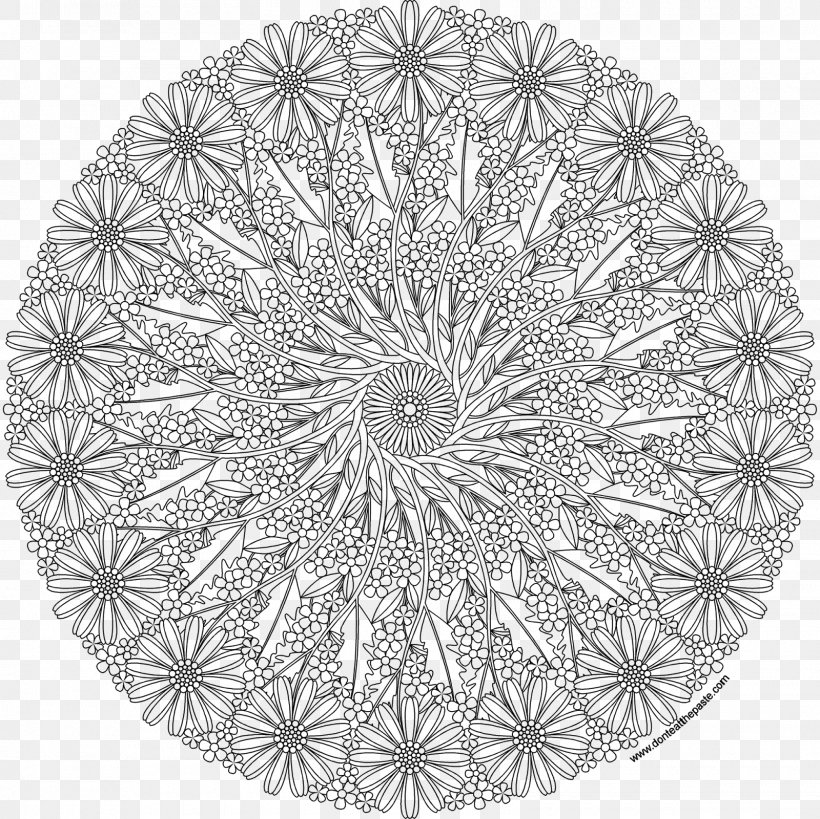 Coloring Flower Mandalas: 30 Hand-Drawn Designs For Mindful Relaxation Coloring Book, PNG, 1600x1600px, Mandala, Adult, Area, Black And White, Book Download Free