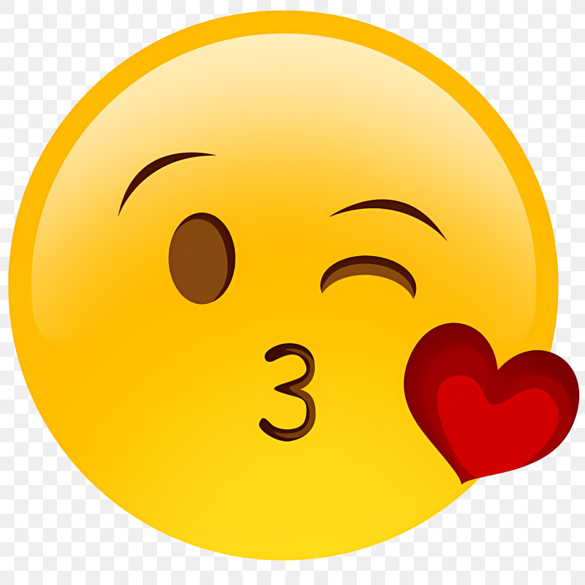 Emoji - Cute Kiss Emoji With Heart Symbol PNG