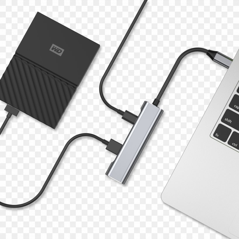 Electrical Cable USB-C Computer Port USB Hub, PNG, 3000x3000px, Electrical Cable, Adapter, Battery Charger, Cable, Computer Component Download Free