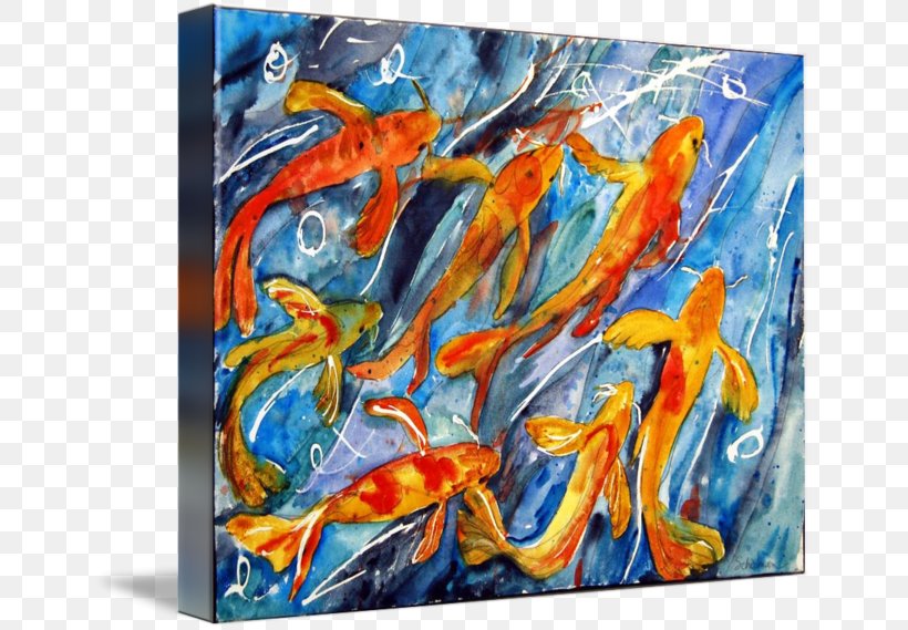 Koi Watercolor Painting Abstract Art Imagekind, PNG, 650x569px, Koi, Abstract Art, Acrylic Paint, Art, Blue Koi Download Free
