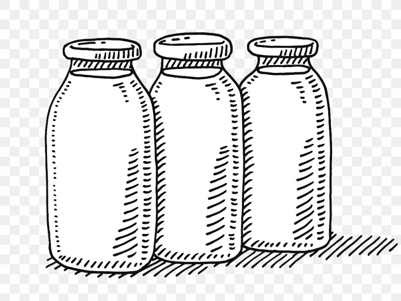 Milk Bottle Drawing, PNG, 1024x768px, Milk, Area, Black And White, Bottle, Cookware And Bakeware Download Free