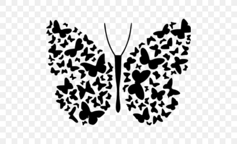 Wall Decal Butterfly Clip Art, PNG, 500x500px, Wall Decal, Black, Black And White, Butterfly, Craft Download Free