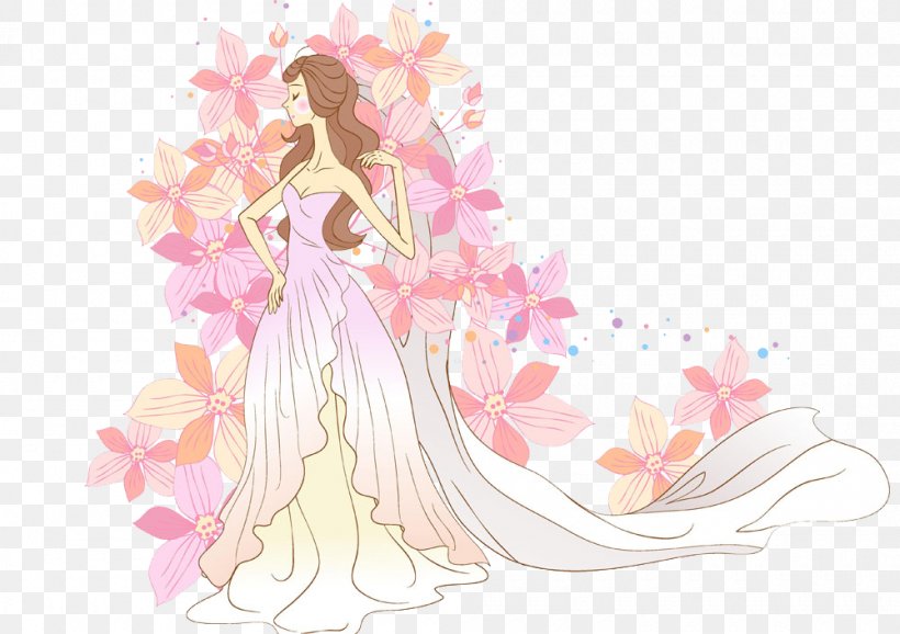 Bride Wedding Photography Cartoon, PNG, 1000x705px, Watercolor, Cartoon, Flower, Frame, Heart Download Free