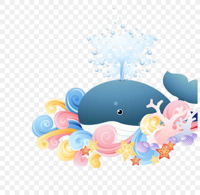 Whale Euclidean Vector Illustration, PNG, 800x800px, Whale, Baby Toys, Baleen Whale, Blue, Dolphin Download Free