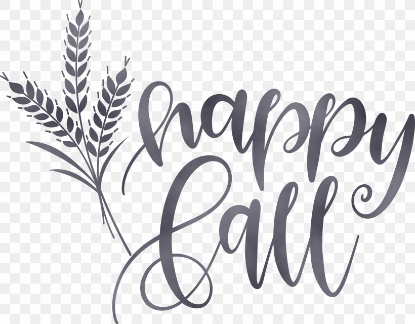 Logo Font Calligraphy Text Flower, PNG, 3000x2343px, Happy Autumn, Calligraphy, Flower, Happy Fall, Line Download Free