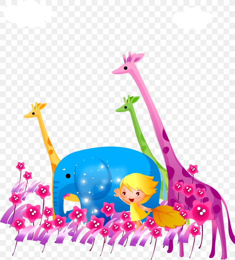 Northern Giraffe Elephant, PNG, 2354x2614px, Watercolor, Cartoon, Flower, Frame, Heart Download Free