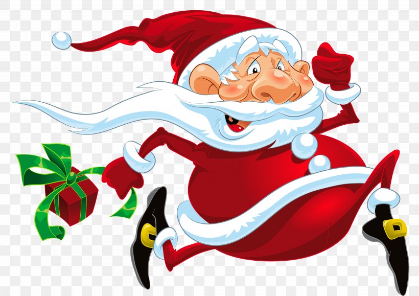 Santa Claus Running Clip Art, PNG, 5000x3532px, Santa Claus, Art, Christmas, Christmas Elf, Christmas Ornament Download Free