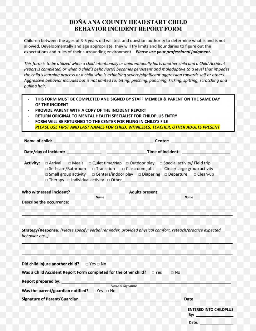 Document Incident Report Template Child Patient, PNG, 2550x3300px, Document, Aggression, Area, Behavior, Child Download Free
