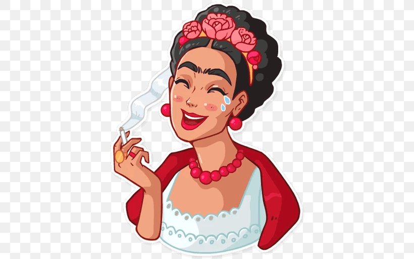 Frida Kahlo Viva La Frida! Telegram Sticker Art, PNG, 512x512px, Watercolor, Cartoon, Flower, Frame, Heart Download Free